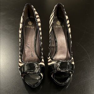 Isola Zebra Print Peep Toe Heels